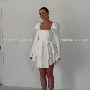 Selkie x Revolve the Boleyn Mini Dress in Ivory